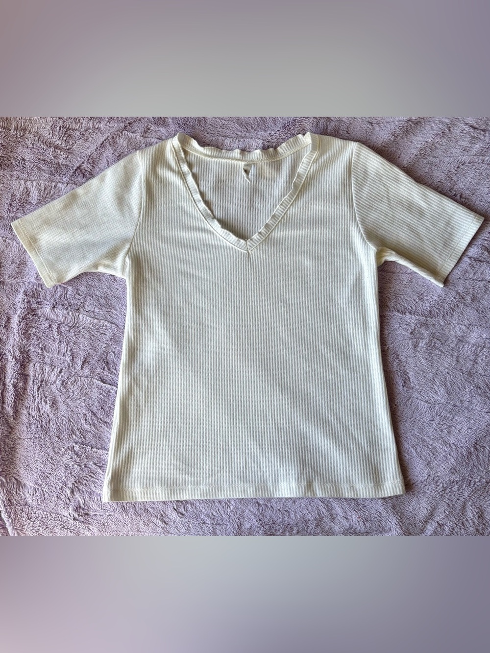Wishlist Women’s Cream V-Neck Ribbed Top